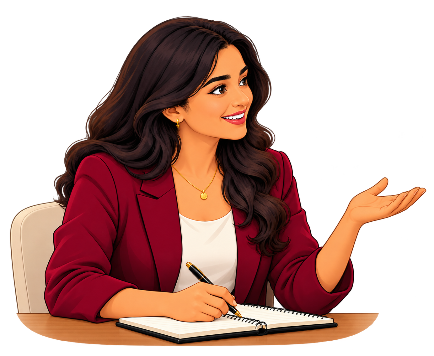 Ananya sitting at hes desk