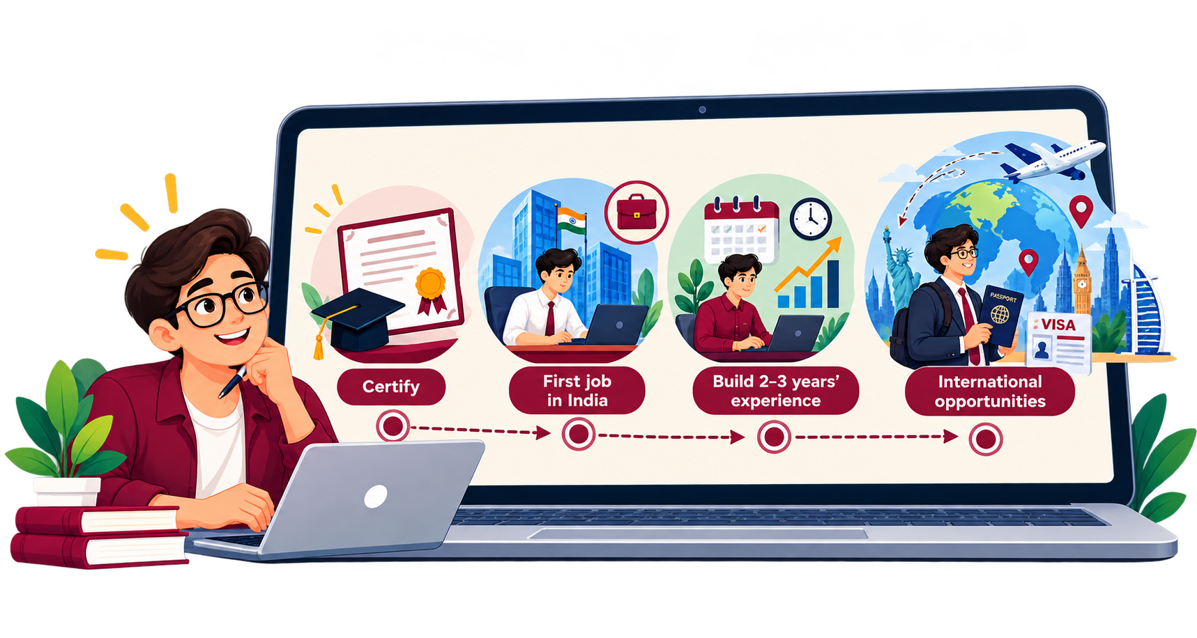 Career Journey Infographic on Laptop