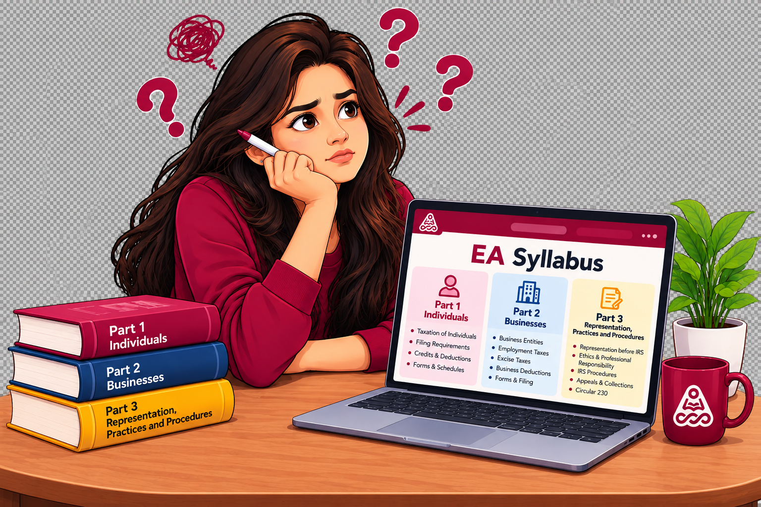 Student sitting in front of a laptop with EA Syllabus displayed on the screen