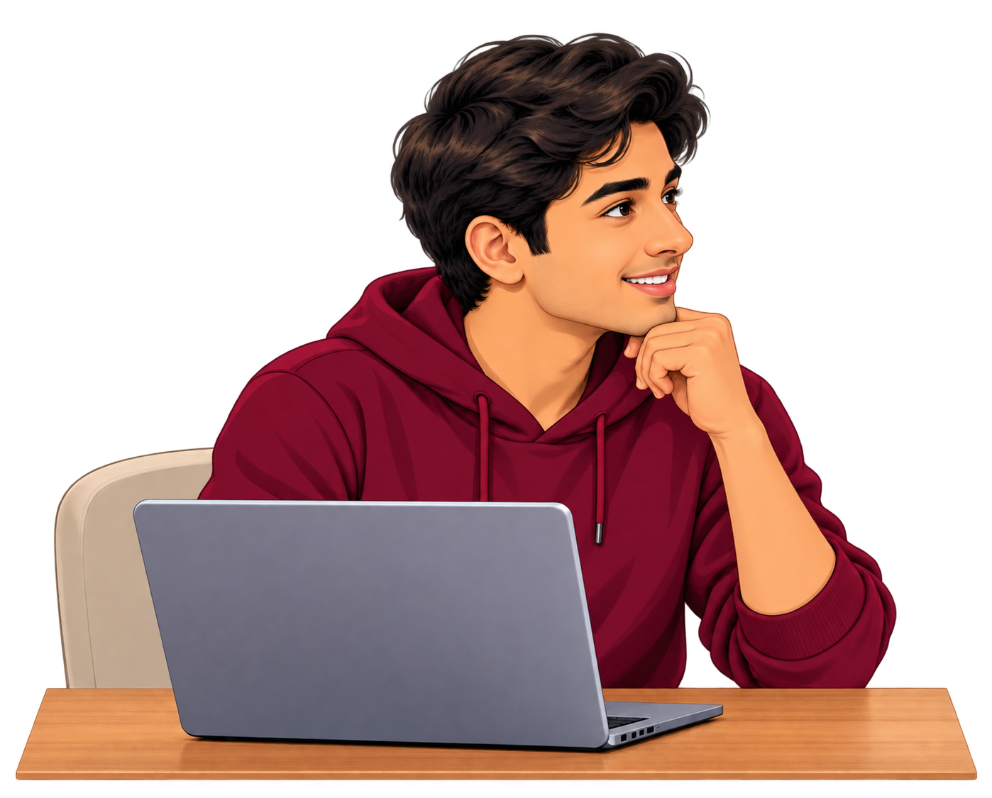 Rohan sitting at his desk